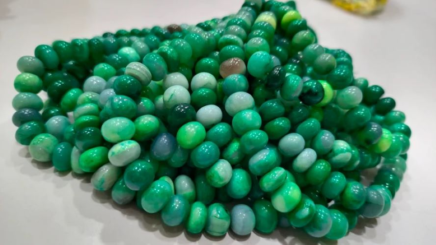Green Opal Rondelle Plain Smooth 7 to 10mm Beads Sold per Strand 8 inches Long 