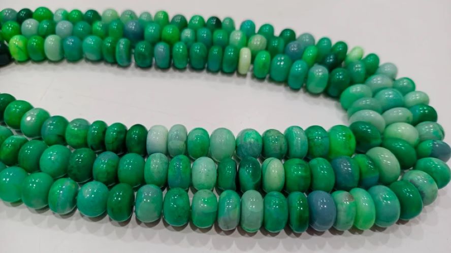 Green Opal Rondelle Plain Smooth 7 to 10mm Beads Sold per Strand 8 inches Long 