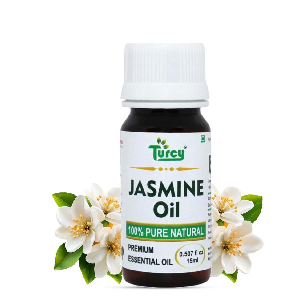 Turcy Jasmine Essential Oil | Natural Oil For Glowing Skin, Hair Nourishment, Aromatherapy & Massage(15ml) - Additives: Na