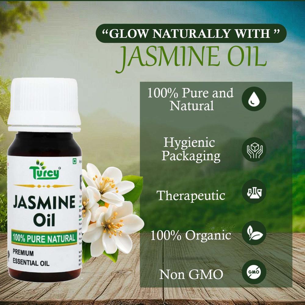 Turcy Jasmine Essential Oil | Natural Oil for Glowing Skin, Hair Nourishment, Aromatherapy & Massage(15ML)