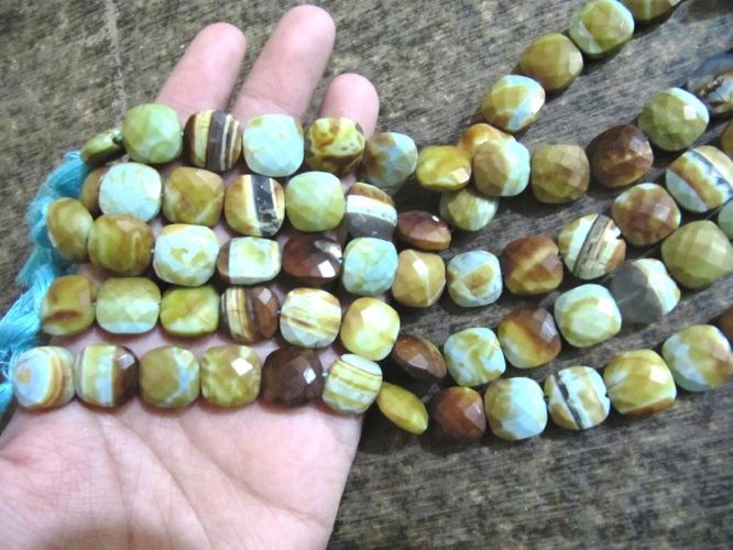 Natural Boulder Opal Cushion Shape Briolette Stone 12-13mm Beads strand 8 inches long sold Per strand