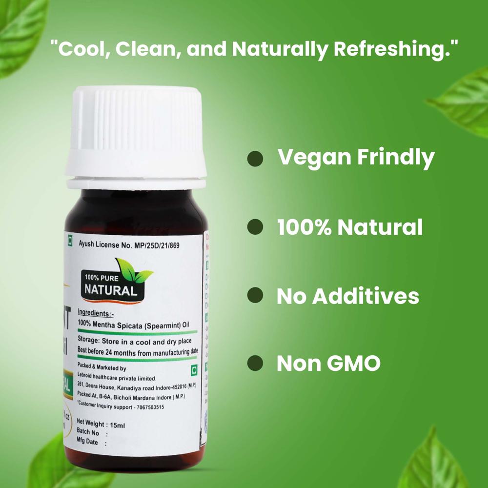 Turcy Spearmint Essential Oil  Pure Natural Oil for Hair & Skin | Headache Relief & Skin Care(15ML)