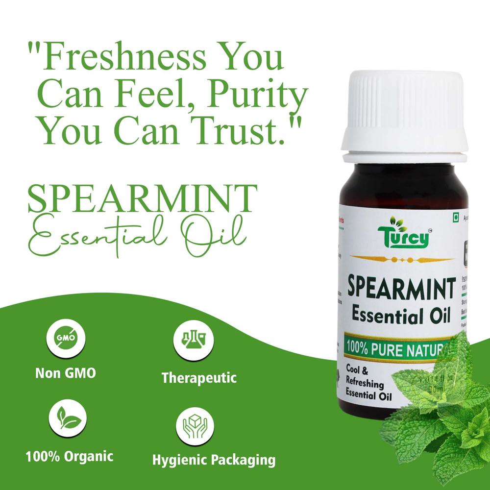 Turcy Spearmint Essential Oil  Pure Natural Oil for Hair & Skin | Headache Relief & Skin Care(15ML)