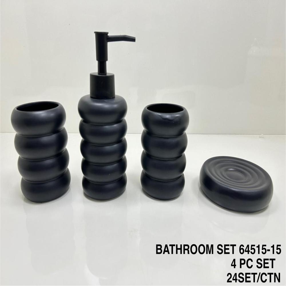 Bathroom Set - Plastic, Glossy Finish, Shaded Aqua Blue, 4 Pieces | Durable, Lightweight, Easy To Clean