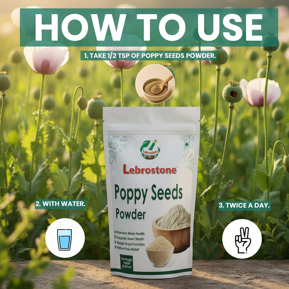 Lebrostone Poppy Seeds Powder Natural Health & Nutrition Powder for Bones, Heart, Skin, Hair, and Stamina(100gm)