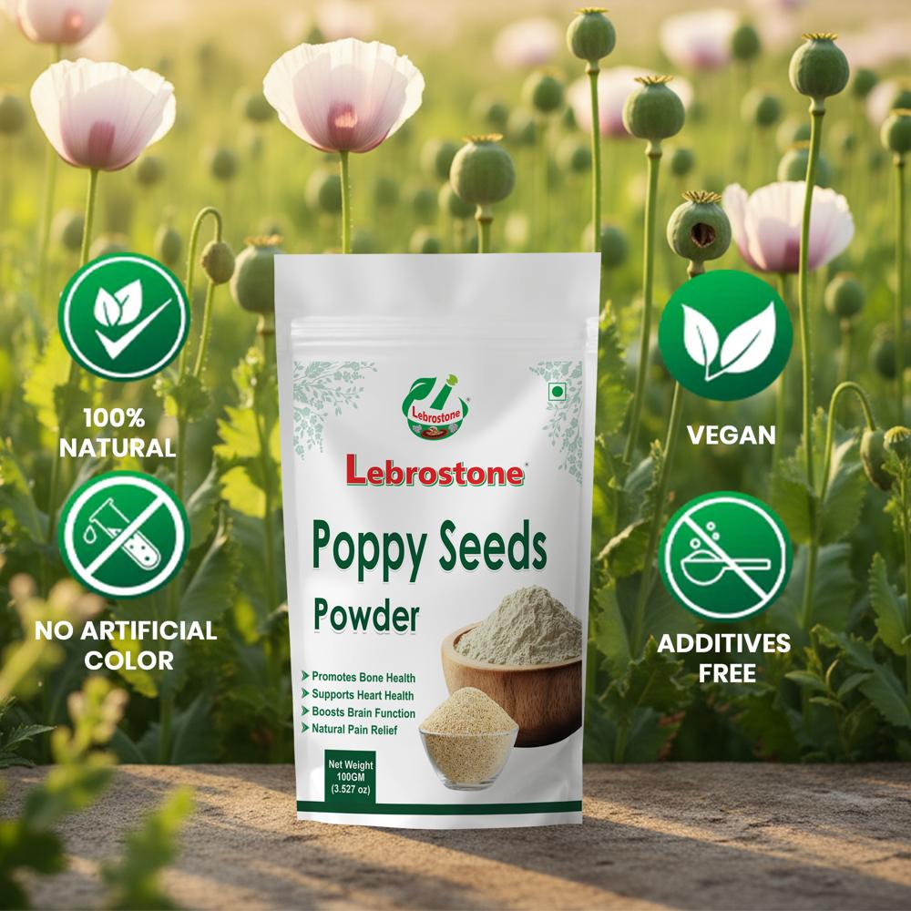 Lebrostone Poppy Seeds Powder Natural Health & Nutrition Powder for Bones, Heart, Skin, Hair, and Stamina(100gm)