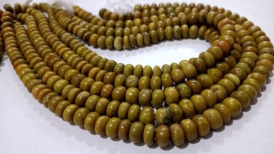 Natural Green Opal Gemstone Rondelle Plain Smooth 8mm Green Color Beads Strands 7 Inches Long