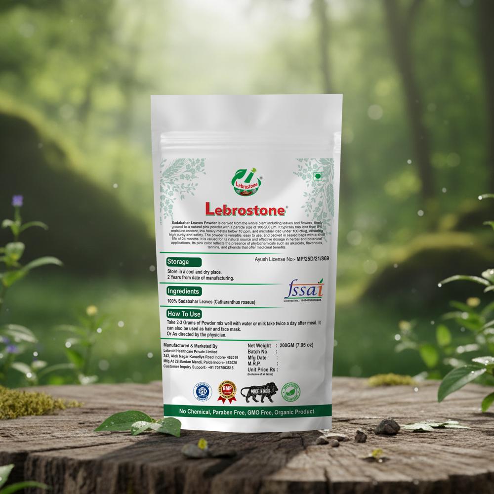 Lebrostone Sadabahar Leaves Powder | Ayurvedic Heart Health, Brain Support & Healthy Blood Sugar |200g