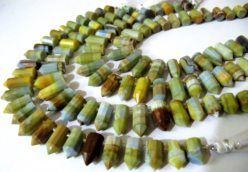 Natural Boulder Opal Briolette Faceted Pencil Bullet Shape 0.5 to 1 inch Long Beads Strand 8 inches long