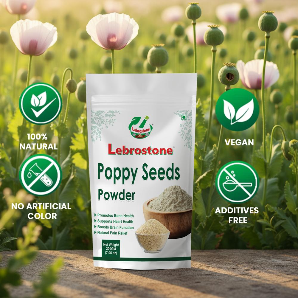 Lebrostone Poppy Seeds Powder  Natural Health & Nutrition Powder for Bones, Heart, Skin, Hair, and Stamina(200gm)