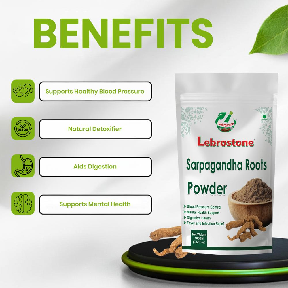 Lebrostone Sarpagandha Root Powder | Blood Pressure Support, Mental Health & Detox |100g