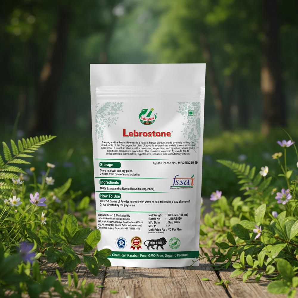 Lebrostone Sarpagandha Root Powder | Support, Mental Health & Detox| 200g