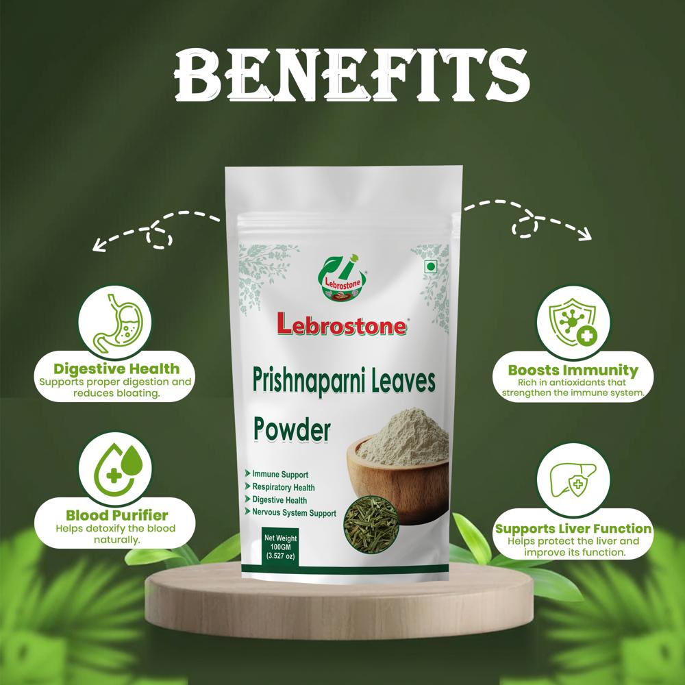 Lebrostone Prishnaparni Leaves Powder  Herbal Supplement for Digestion, Blood Purification, Immunity & Liver Function(100gm)
