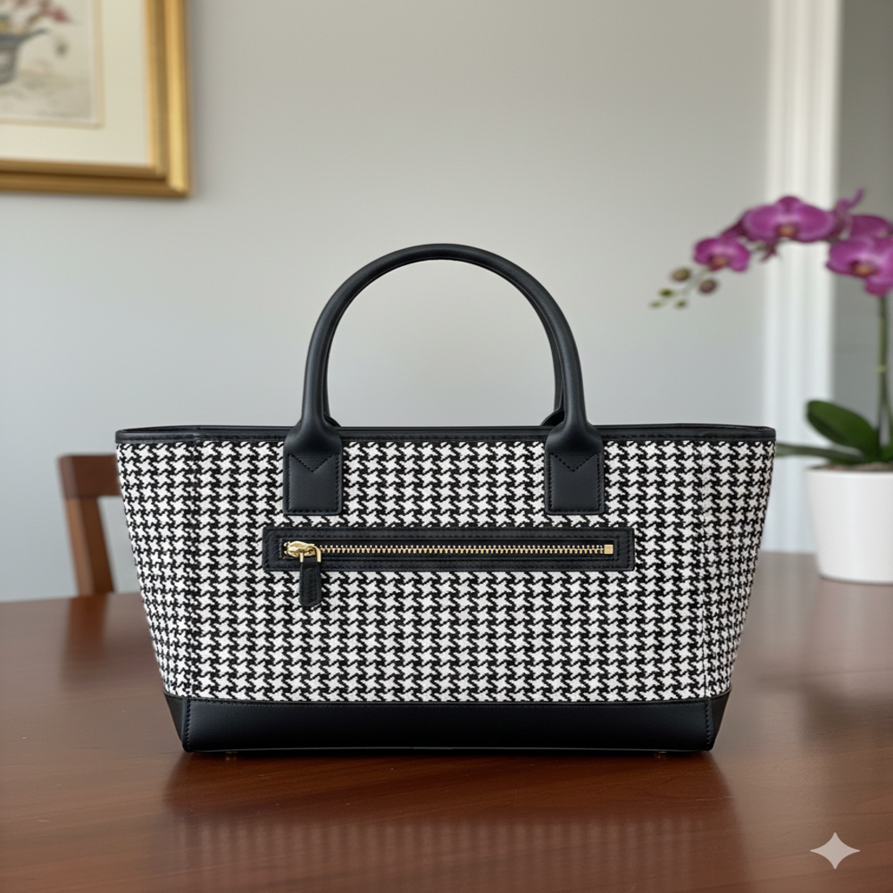 Jacquard Black White Bag Fabric - Attributes: Washable