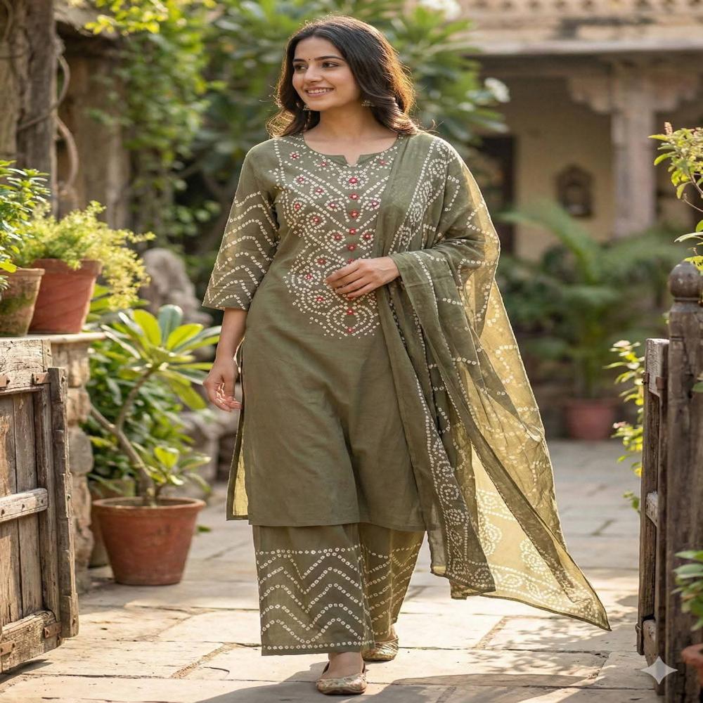 Designer Jaipur Print Cotton Ladies Suit Set