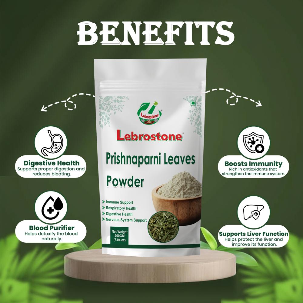 Lebrostone Prishnaparni Leaves Powder  Herbal Supplement for Digestion, Blood Purification, Immunity & Liver Function(200gm)