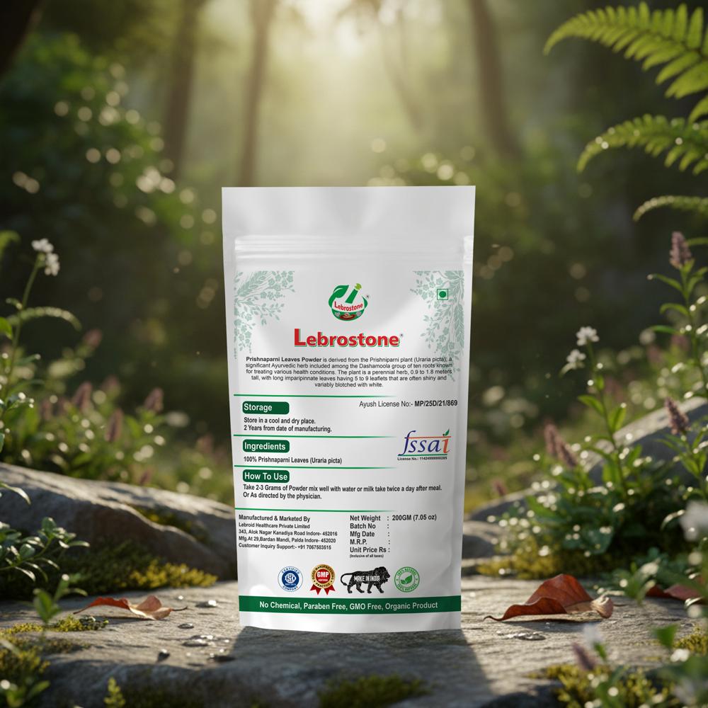 Lebrostone Prishnaparni Leaves Powder  Herbal Supplement for Digestion, Blood Purification, Immunity & Liver Function(200gm)