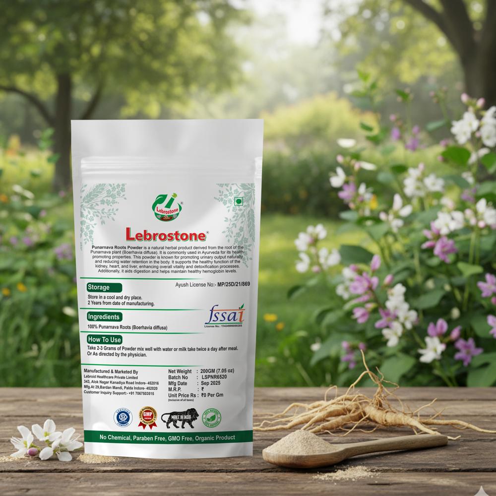 Lebrostone Punarnava Roots Powder | Herbal Health Powder for Digestion, Heart & Kidney Function, Liver Detox & Immunity(200gm)