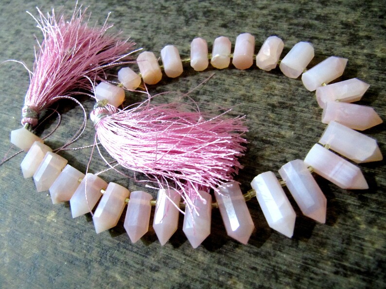 Natural Pink Opal Briolette Faceted Pencil Bullet Shape 0.5 to 1 inch long beads Strand 8 inches Wholesale Prices Sold Per strand 8 inches