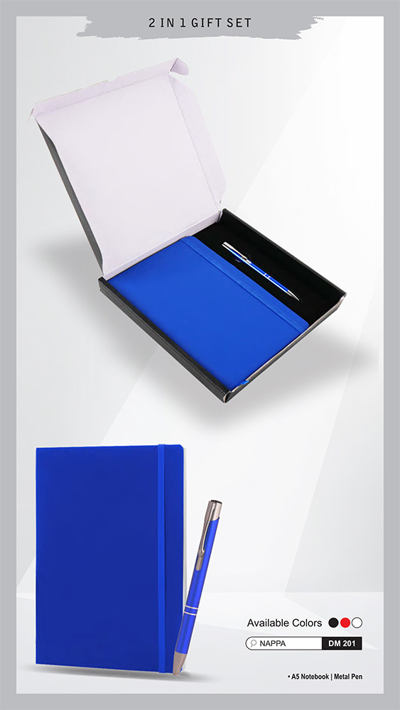 DM201 Nappa A5 Notebook And Metal Pen 2 In 1 Gift Set