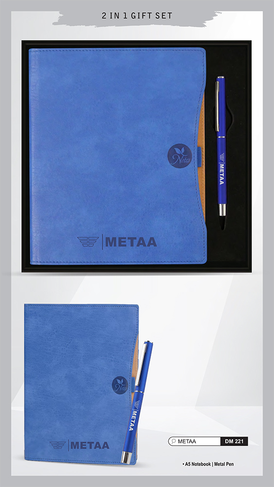 DM221 Metaa A5 Notebook And Metal Pen 2 In 1 Gift Set