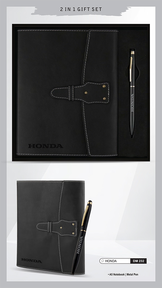 DM232 Honda A5 नोटबुक और मेटल पेन 2 इन 1 गिफ्ट सेट