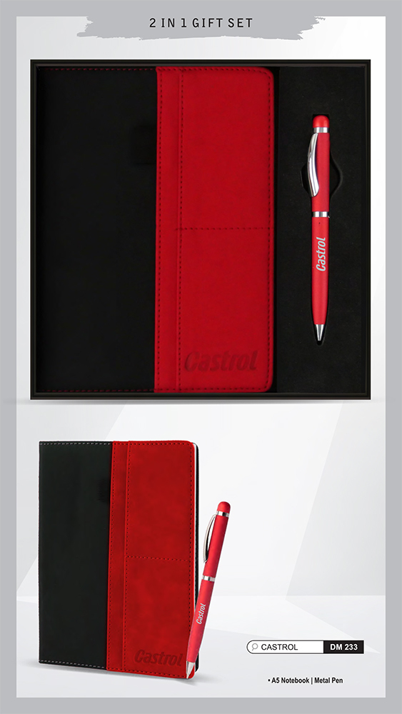 DM233 Cast A5 Notebook And Metal Pen 2 In 1 Gift Set
