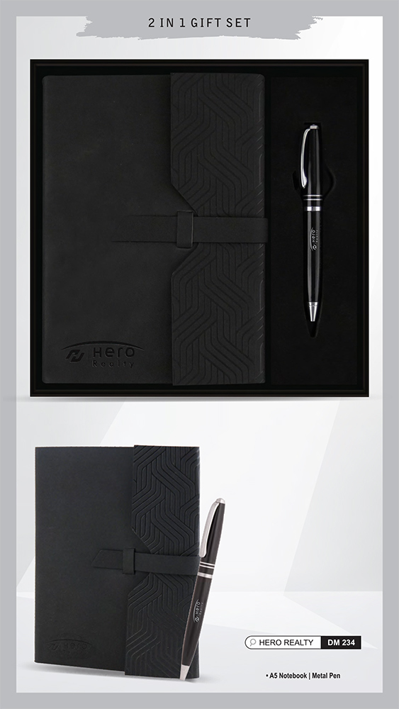 DM234 Hero Realty A5 Notebook And Metal Pen 2 In 1 Gift Set