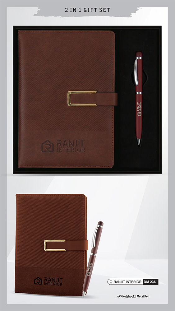DM236 Ranjit Interior A5 Notebook And Metal Pen 2 In 1 Gift Set