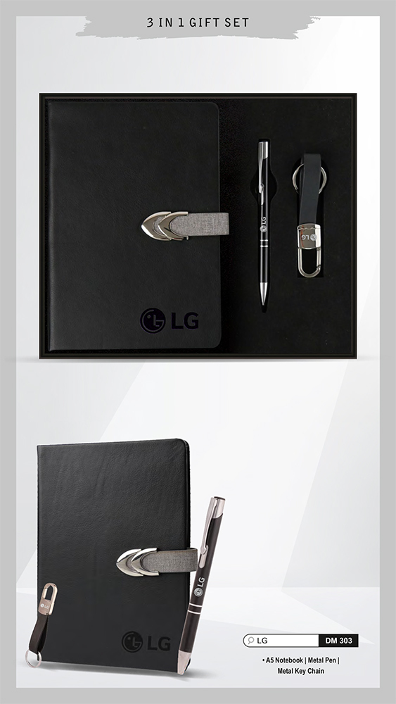 DM303 LG A5 Notebook Metal Pen And Metal Key Chain Gift Set