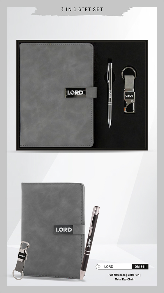 DM311 Lord A5 Notebook Metal Pen And Metal Key Chain Gift Set