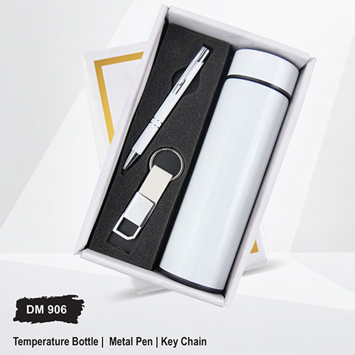 DM906 Key Chain Temperature Bottle And Metal Pen Gift Set