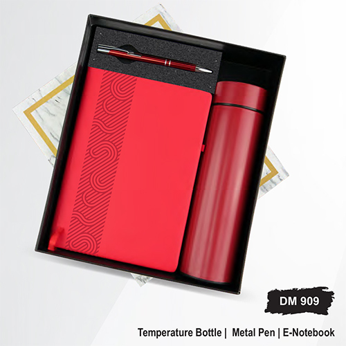 DM909 E-Notebook Temperature Bottle And Metal Pen Gift Set