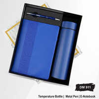 Dm911 E-notebook Temperature Bottle And Metal Pen Gift Set