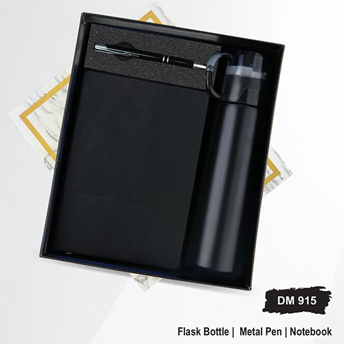 DM915 Flask Bottle Matal Pen And Notebook Gift Set