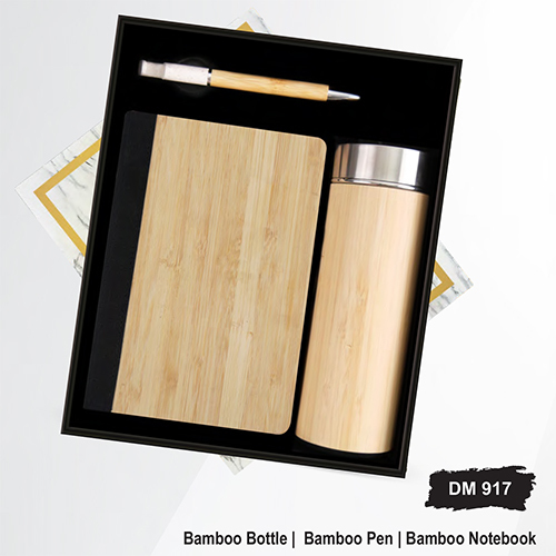 DM917 Bamboo Bottle Bamboo Pen And Bamboo Notebook Gift Set