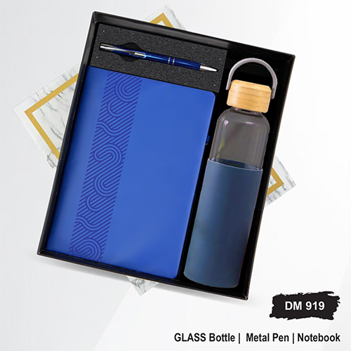 DM919 Glass Bottle Metal Pen And Notebook Gift Set