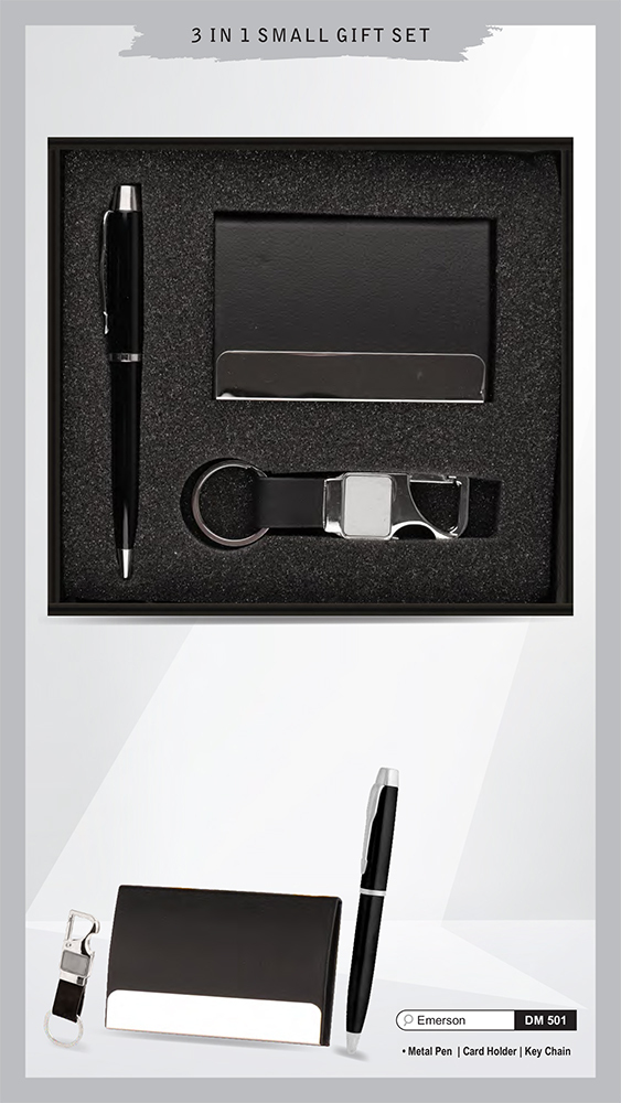DM501 Emerson Metal Pen Card Holder And Key Chain Gift Set