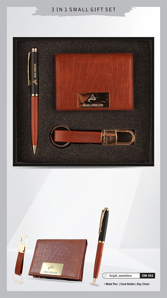 DM502 Metal Pen Card Holder And Key Chain Gift Set