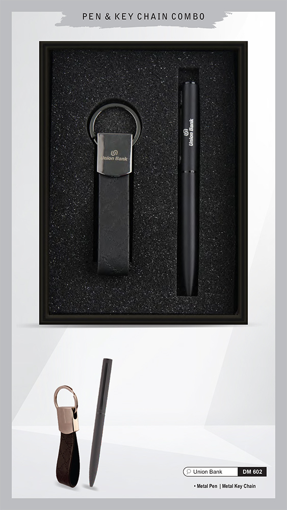 DM602 Union Bank Metal Pen And Metal Key Chain Gift Set