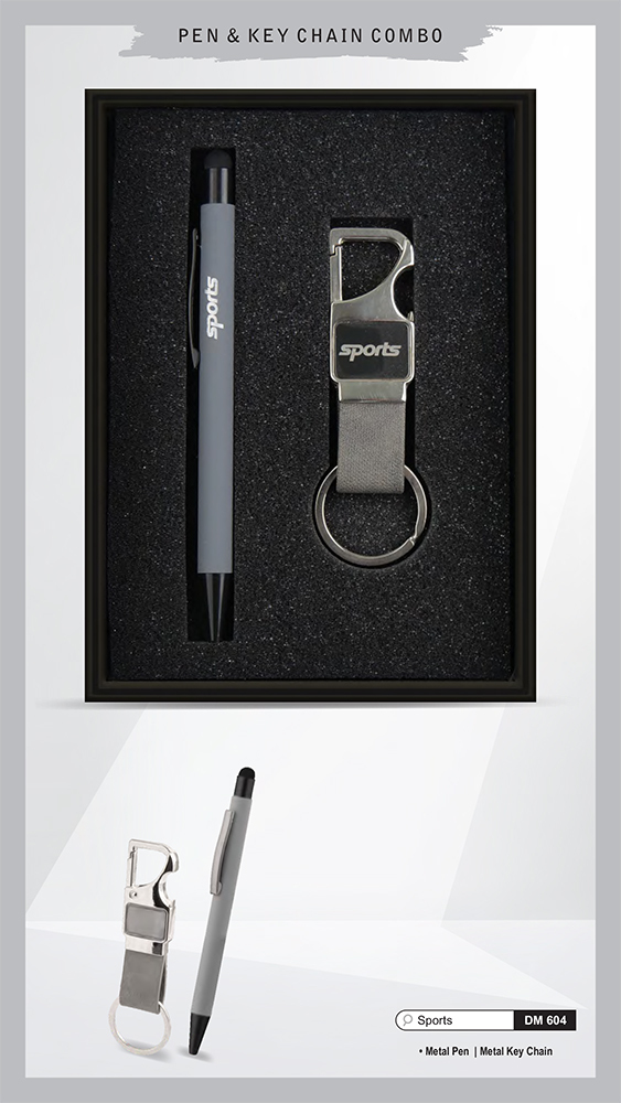 DM604 Sports Metal Pen And Metal Key Chain Gift Set