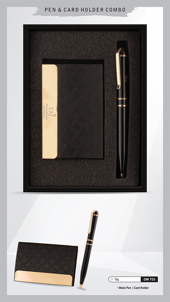 DM703 Taj Metal Pen And Card Holder Gift Set