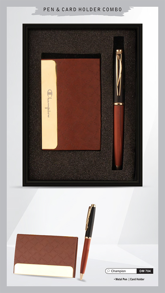 DM704 Champion Metal Pen And Card Holder Gift Set