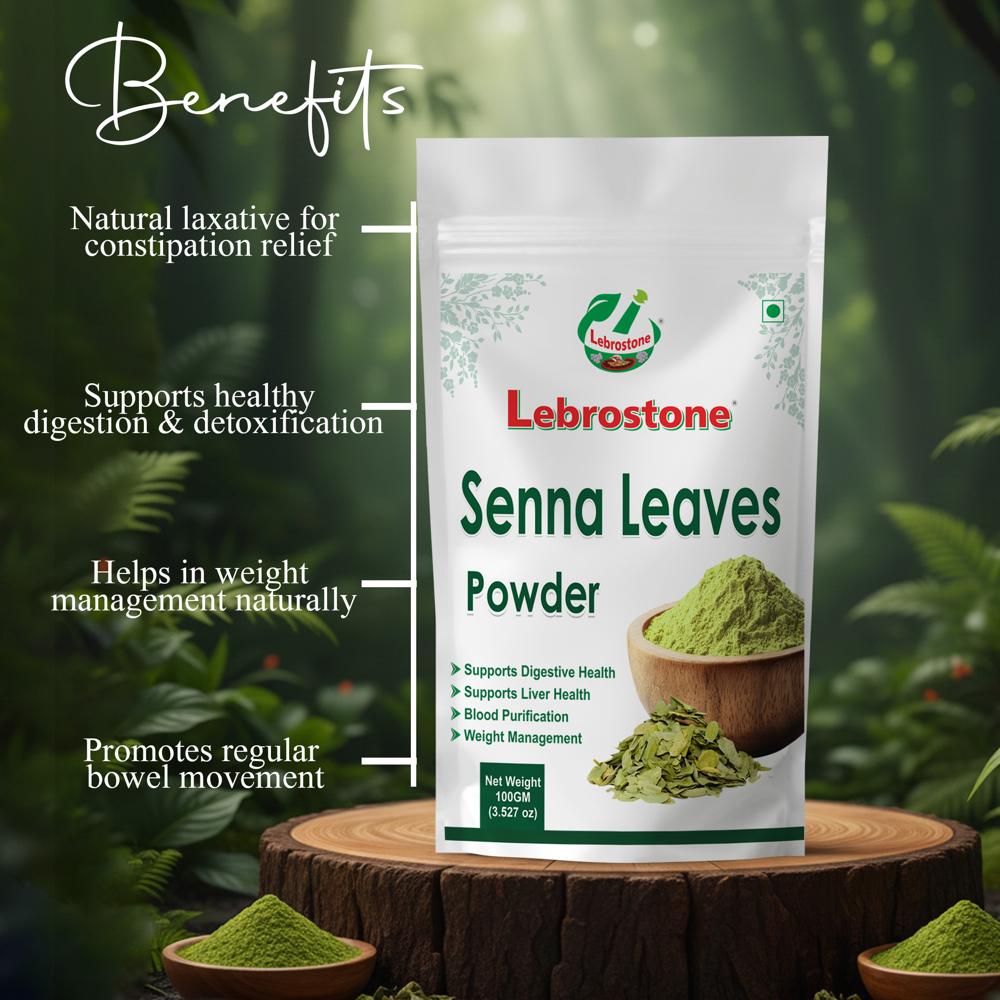 Lebrostone Senna Leaf Powder | Herbal Supplement for Constipation Relief, Digestion & Detox | 100g