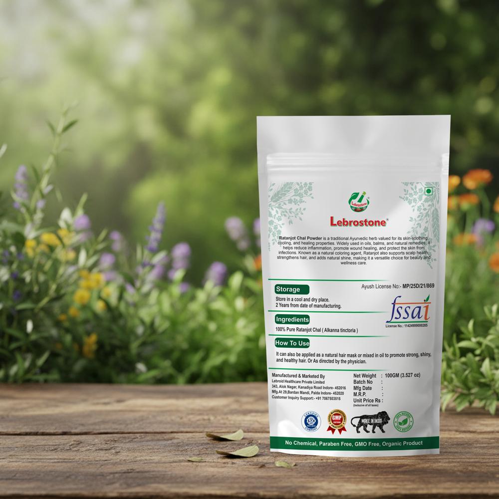 Lebrostone Ratanjot Chhal Herbal Powder  Antioxidant-Rich Powder for Skin Health & Natural Coloring(100gm)