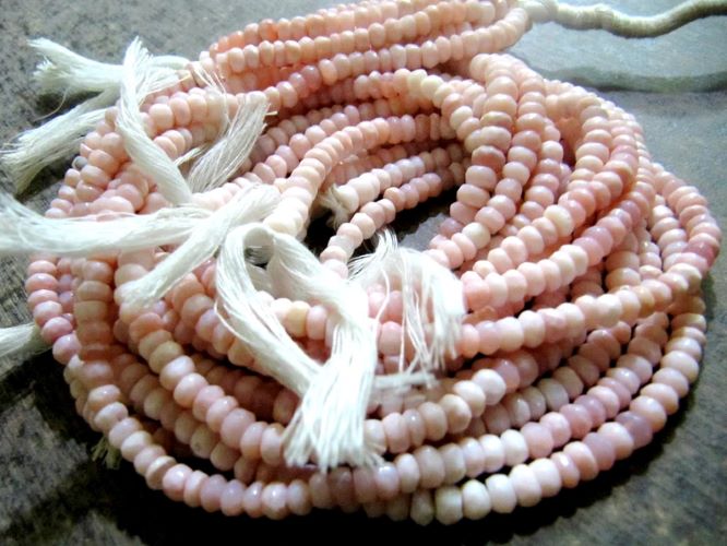 Natural Pink Opal Rondelle Faceted 5-6mm Pink Color Beads Sold per strand 13 inch long