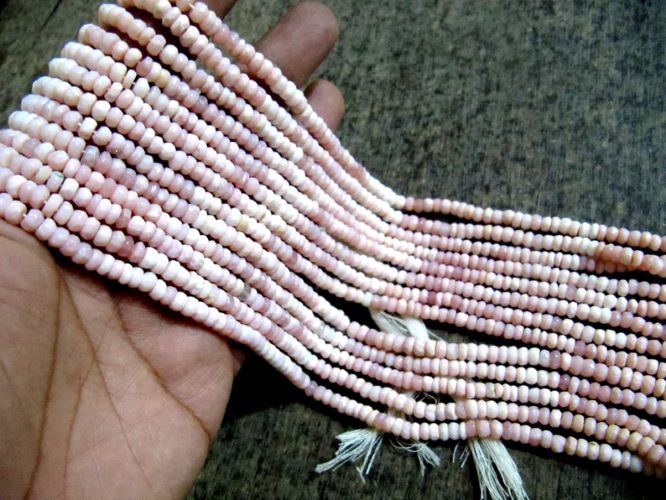 Natural Pink Opal Rondelle Faceted 5-6mm Pink Color Beads Sold per strand 13 inch long