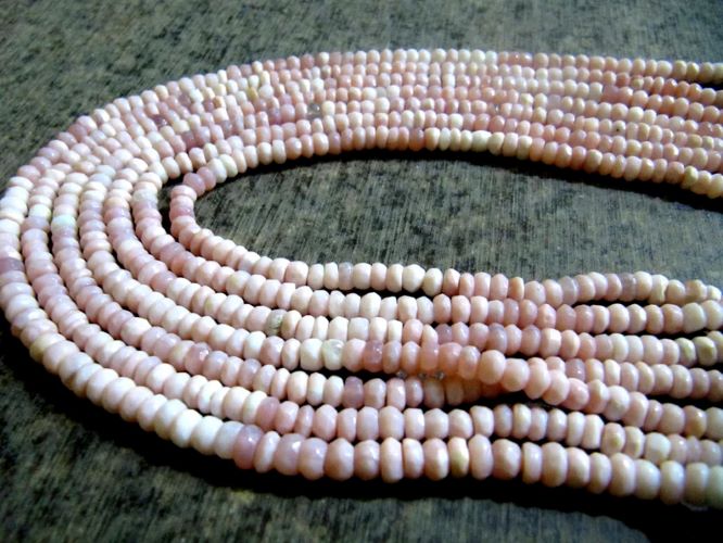 Natural Pink Opal Rondelle Faceted 5-6mm Pink Color Beads Sold per strand 13 inch long