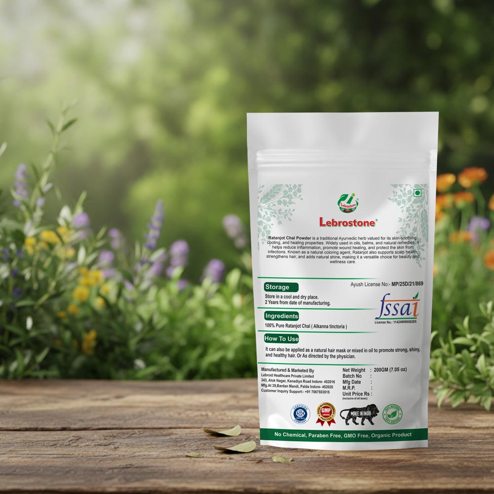Lebrostone Ratanjot Chhal Herbal Powder  Antioxidant-Rich Powder for Skin Health & Natural Coloring(200gm)