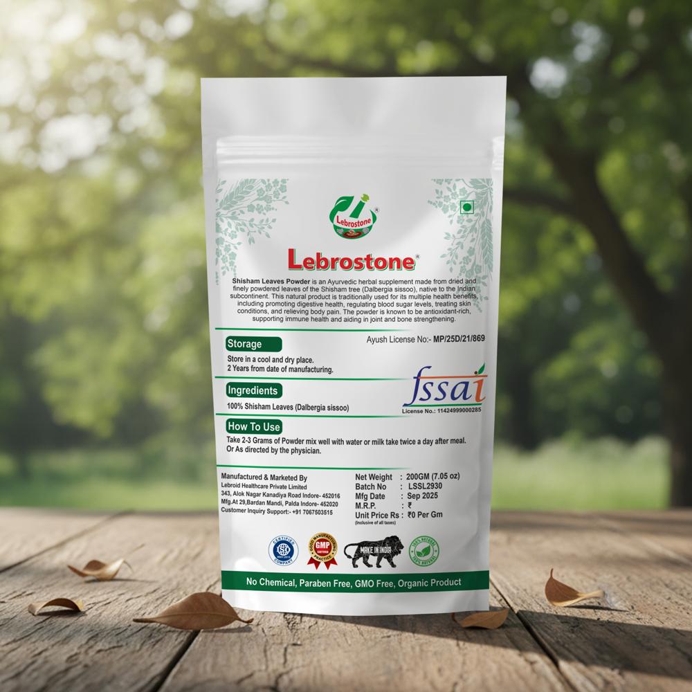Lebrostone Shisham Leaves Herbal Powder  Blood Detox, Healthy Skin & Natural Fever Relief(200gm)